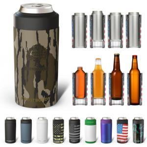 imageFrost Buddy Universal Can Cooler  Fits all  Stainless Steel Can Cooler for 12 oz amp 16 oz Regular or Slim Cans amp Bottles  Stainless Steel Merry MarbleousMossy Oak Bottomland
