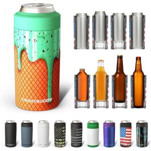 imageFrost Buddy Universal Can Cooler  Fits all  Stainless Steel Can Cooler for 12 oz amp 16 oz Regular or Slim Cans amp Bottles  Stainless Steel Merry MarbleousMint Green