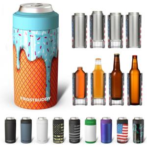 imageFrost Buddy Universal Can Cooler  Fits all  Stainless Steel Can Cooler for 12 oz amp 16 oz Regular or Slim Cans amp Bottles  Stainless Steel Merry MarbleousBlue Ice Cream