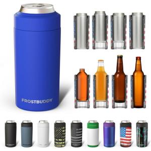 imageFrost Buddy Universal Can Cooler  Fits all  Stainless Steel Can Cooler for 12 oz amp 16 oz Regular or Slim Cans amp Bottles  Stainless Steel Merry MarbleousRoyal