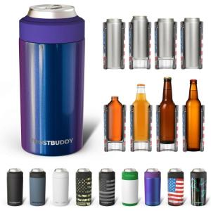 imageFrost Buddy Universal Can Cooler  Fits all  Stainless Steel Can Cooler for 12 oz amp 16 oz Regular or Slim Cans amp Bottles  Stainless Steel Merry MarbleousNebula Glitter