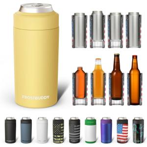 imageFrost Buddy Universal Can Cooler  Fits all  Stainless Steel Can Cooler for 12 oz amp 16 oz Regular or Slim Cans amp Bottles  Stainless Steel Merry MarbleousBanana