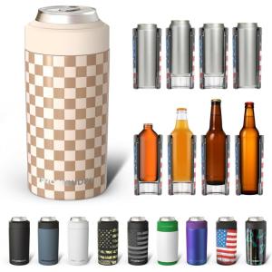 imageFrost Buddy Universal Can Cooler  Fits all  Stainless Steel Can Cooler for 12 oz amp 16 oz Regular or Slim Cans amp Bottles  Stainless Steel Merry MarbleousGingerbread