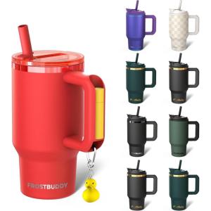 imageThicc Buddy  40 oz Stainless Steel Vacuum Insulated Tumbler with Lid and Straw for Water  Travel Mug Cupholder Friendly  Gifts for Women Men Him Her Party PeepsCrimson