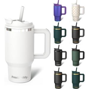 imageThicc Buddy  40 oz Stainless Steel Vacuum Insulated Tumbler with Lid and Straw for Water  Travel Mug Cupholder Friendly  Gifts for Women Men Him Her Party PeepsWhite