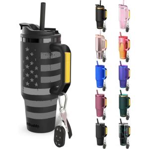 imageThicc Buddy  40 oz Stainless Steel Vacuum Insulated Tumbler with Lid and Straw for Water  Travel Mug Cupholder Friendly  Gifts for Women Men Him Her Party PeepsGunmetal Glory