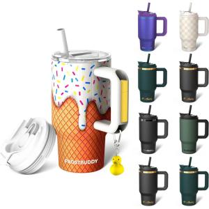imageThicc Buddy  40 oz Stainless Steel Vacuum Insulated Tumbler with Lid and Straw for Water  Travel Mug Cupholder Friendly  Gifts for Women Men Him Her Party PeepsVanilla Ice Cream