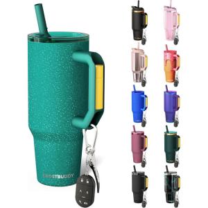 imageThicc Buddy  40 oz Stainless Steel Vacuum Insulated Tumbler with Lid and Straw for Water  Travel Mug Cupholder Friendly  Gifts for Women Men Him Her Party PeepsTeal Glitz
