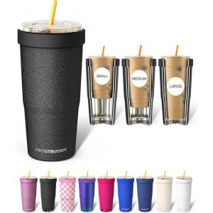 imageFrost Buddy Togo Buddy  30 oz Stainless Steel Vacuum Insulated Tumbler  to Go Coffee Cup  Coffee Cups Iced Coffee Sleeve Travel Mug Thermal Cup for Hot amp Cold Drinks Dunkin Cup Little HeartsDark Glitz