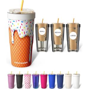 imageFrost Buddy Togo Buddy  30 oz Stainless Steel Vacuum Insulated Tumbler  to Go Coffee Cup  Coffee Cups Iced Coffee Sleeve Travel Mug Thermal Cup for Hot amp Cold Drinks Dunkin Cup Little HeartsVanilla Ice Cream