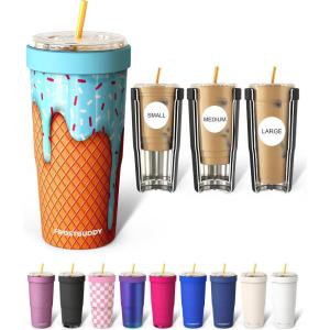 imageFrost Buddy Togo Buddy  30 oz Stainless Steel Vacuum Insulated Tumbler  to Go Coffee Cup  Coffee Cups Iced Coffee Sleeve Travel Mug Thermal Cup for Hot amp Cold Drinks Dunkin Cup Little HeartsBlue Ice Cream