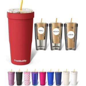 imageFrost Buddy Togo Buddy  30 oz Stainless Steel Vacuum Insulated Tumbler  to Go Coffee Cup  Coffee Cups Iced Coffee Sleeve Travel Mug Thermal Cup for Hot amp Cold Drinks Dunkin Cup Little HeartsCrimson