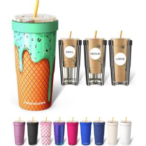 imageFrost Buddy Togo Buddy  30 oz Stainless Steel Vacuum Insulated Tumbler  to Go Coffee Cup  Coffee Cups Iced Coffee Sleeve Travel Mug Thermal Cup for Hot amp Cold Drinks Dunkin Cup Little HeartsMint Chocolate