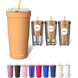 imageFrost Buddy Togo Buddy  30 oz Stainless Steel Vacuum Insulated Tumbler  to Go Coffee Cup  Coffee Cups Iced Coffee Sleeve Travel Mug Thermal Cup for Hot amp Cold Drinks Dunkin Cup Little HeartsPeachy Palm