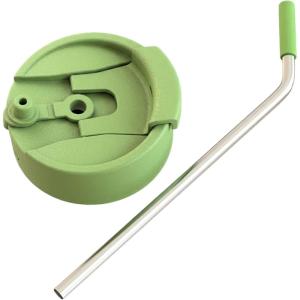 imageFrost Buddy Universal Buddy 20 Can Cooler Drink Lid  Replacement Lid ClearGreen with Straw