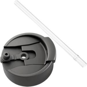 imageFrost Buddy Universal Buddy 20 Can Cooler Drink Lid  Replacement Lid ClearMatte Grey with Straw