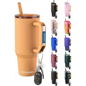 imageThicc Buddy  40 oz Stainless Steel Vacuum Insulated Tumbler with Lid and Straw for Water  Travel Mug Cupholder Friendly  Gifts for Women Men Him Her Cherry GinghamPeach Palm