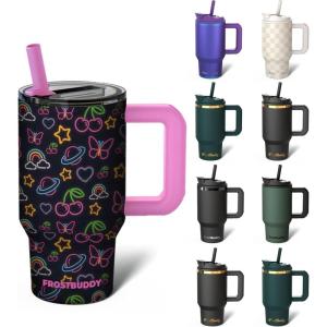 imageThicc Buddy  40 oz Stainless Steel Vacuum Insulated Tumbler with Lid and Straw for Water  Travel Mug Cupholder Friendly  Gifts for Women Men Him Her Cherry GinghamStarlight