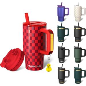 imageThicc Buddy  40 oz Stainless Steel Vacuum Insulated Tumbler with Lid and Straw for Water  Travel Mug Cupholder Friendly  Gifts for Women Men Him Her Cherry GinghamCheck The Halls