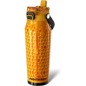 image:imageFrost Buddy 24oz Insulated Water Bottle with Straw amp Chug Lid  LeakProof Stainless Steel  24Hours Cold  SweatProof Cup Holder Friendly  Ideal for Gym Travel Sports amp Everyday HydrationHoneycomb
