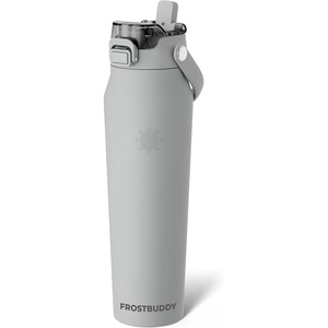 image:imageFrost Buddy 24oz Insulated Water Bottle with Straw amp Chug Lid  LeakProof Stainless Steel  24Hours Cold  SweatProof Cup Holder Friendly  Ideal for Gym Travel Sports amp Everyday HydrationPebble