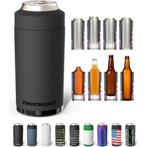 image:imageFrost Buddy Universal Can Cooler  Fits all  Stainless Steel Can Cooler for 12 oz amp 16 oz Regular or Slim Cans amp Bottles  Stainless Steel Love SparksDark Night
