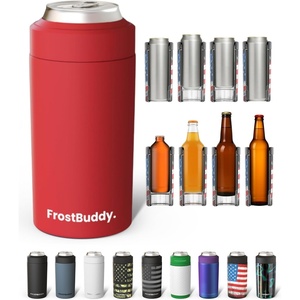 image:imageFrost Buddy Universal Can Cooler  Fits all  Stainless Steel Can Cooler for 12 oz amp 16 oz Regular or Slim Cans amp Bottles  Stainless Steel Love SparksCrimson