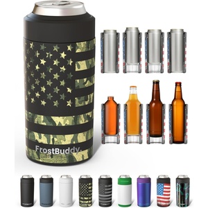 image:imageFrost Buddy Universal Can Cooler  Fits all  Stainless Steel Can Cooler for 12 oz amp 16 oz Regular or Slim Cans amp Bottles  Stainless Steel Love SparksCamo Flag