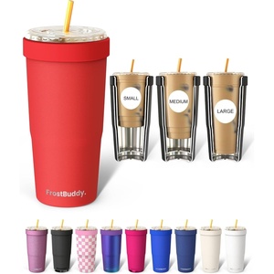 image:imageFrost Buddy Togo Buddy 30 oz Stainless Steel Vacuum Insulated Tumbler To Go Coffee Cup  Iced Coffee Sleeve Travel Mug Thermal Cup for Hot amp Cold Drinks Dunkin Cup Midnight ReefRed