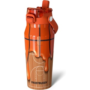 image:imageFrost Buddy Bottle Buddy 16oz Baseball Drip  Siporchug dual lid  Icecold for 24 hours  100 LeakProof with Locking Lid  Cupholder friendlyBasketball Drip