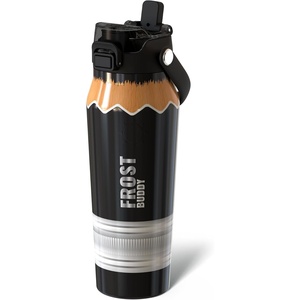 image:imageFrost Buddy Bottle Buddy 16oz Baseball Drip  Siporchug dual lid  Icecold for 24 hours  100 LeakProof with Locking Lid  Cupholder friendlyBlack Pencil