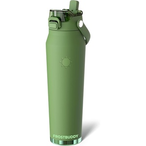 image:imageFrost Buddy Bottle Buddy 16oz Baseball Drip  Siporchug dual lid  Icecold for 24 hours  100 LeakProof with Locking Lid  Cupholder friendlyMoss