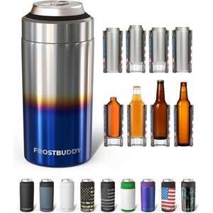 image:imageFrost Buddy Universal Can Cooler  Slim Cans 1216oz Baby Blue  Rub  20x colder cold up to 24 hrs  Sleek lightweight design  Premium build quality  Coffeemug ready with addon lidBurnt Titanium