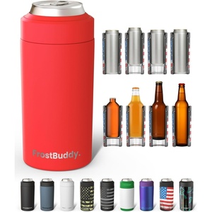 image:imageFrost Buddy Universal Can Cooler  Slim Cans 1216oz Baby Blue  Rub  20x colder cold up to 24 hrs  Sleek lightweight design  Premium build quality  Coffeemug ready with addon lidRed