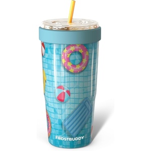 image:imageFrost Buddy Togo Buddy 30oz Tumbler  Insulated Stainless Steel Amethyst  Doublewall vacuum insulated  Spillproof flip lid  188 premium stainless steel  Cupholder friendlyPool Party